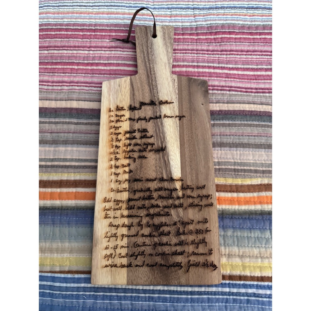 Wood Cutting Board Monster Cookie Recipe Wood Burned Paddle Handle 14.5x6.5